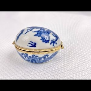 Nieman Marcus Egg Shaped Oriental Dragon & Flaming Pearl Trinket Box.